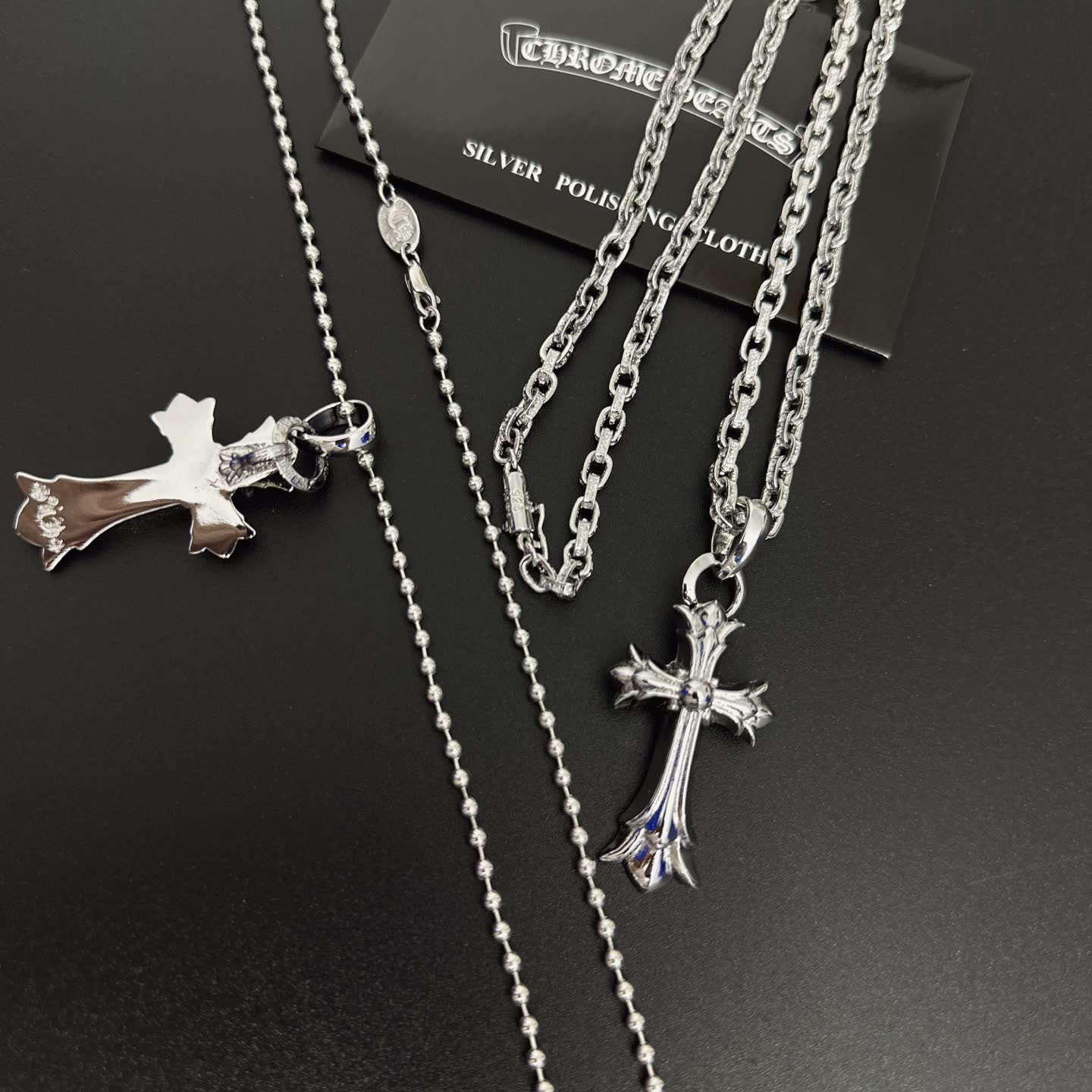 Chrome Hearts Silver Cross Pendant Necklace
